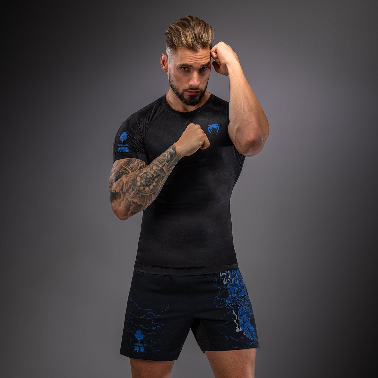 VENUM Thunder Dragon 短袖紧身衣 - 黑/宝蓝色