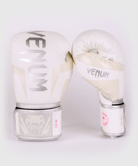 Venum Elite 拳击手套 - 白色/银色-粉红色