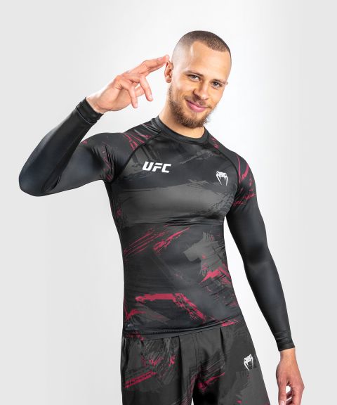UFC |VENUM Authentic 格斗周 2.0 长袖紧身衣 - 黑/红色-