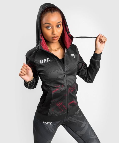 UFC |VENUM Authentic 格斗周 2.0 女士拉链衫 - 黑/红色-
