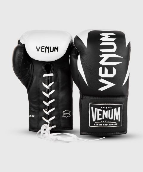 Venum Hammer Pro 拳击手套 - 系带款 - 黑/白色