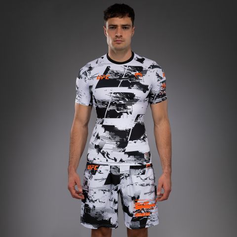 UFC Zenith | VENUM 格斗周 男士短袖紧身衣 - 黑/白/橙色