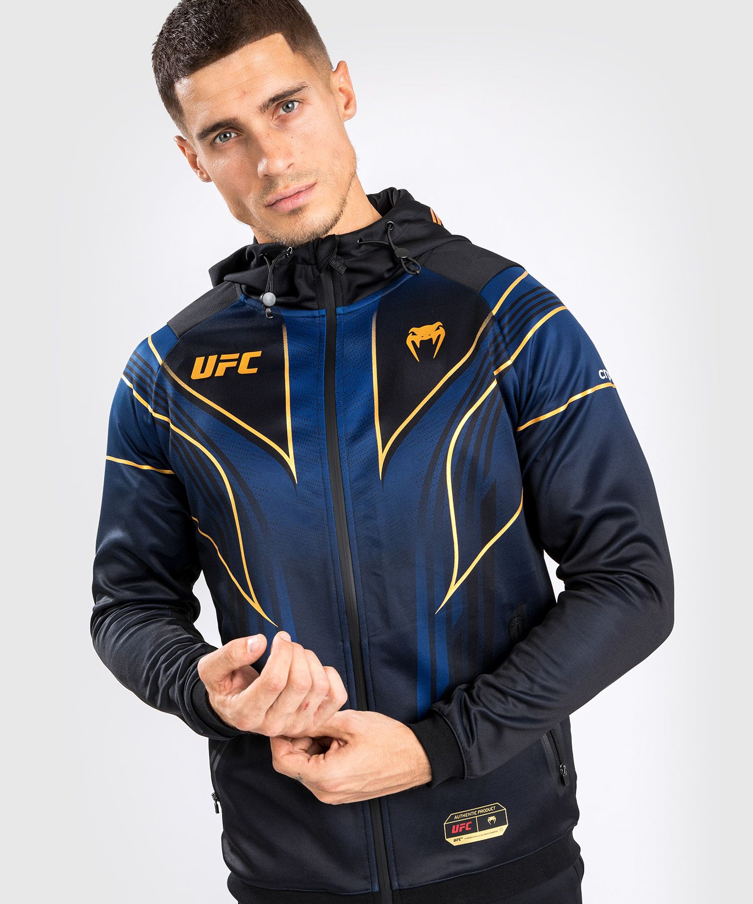 VENUM|UFC Venum Authentic 格斗之夜 2.0 暗夜系列 男子出场外套 - 蓝/黑/金色