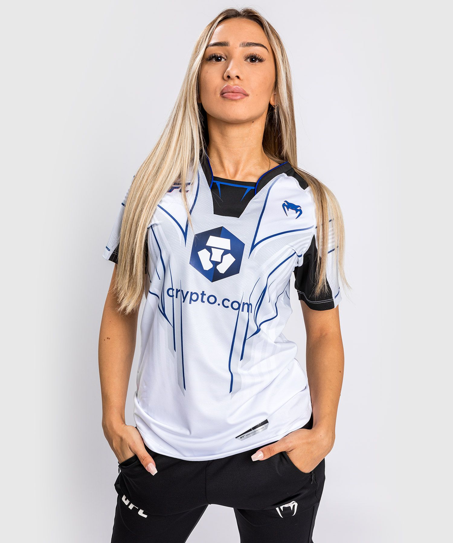 VENUM|UFC Venum Authentic 格斗之夜 2.0 暗夜系列 女子出场短袖 - 白/蓝色
