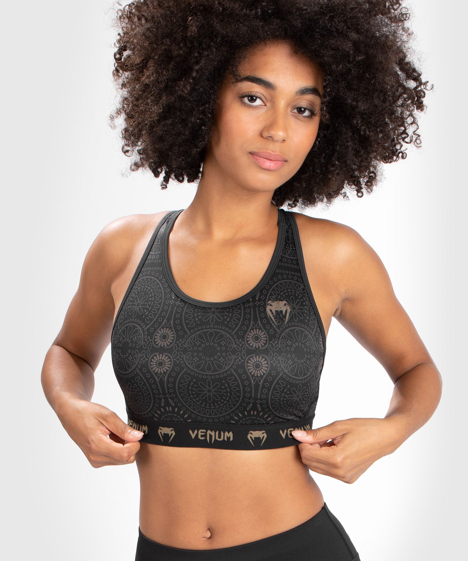 Venum Santa Muerte Dark Side - 女士运动内衣 - 黑/棕色