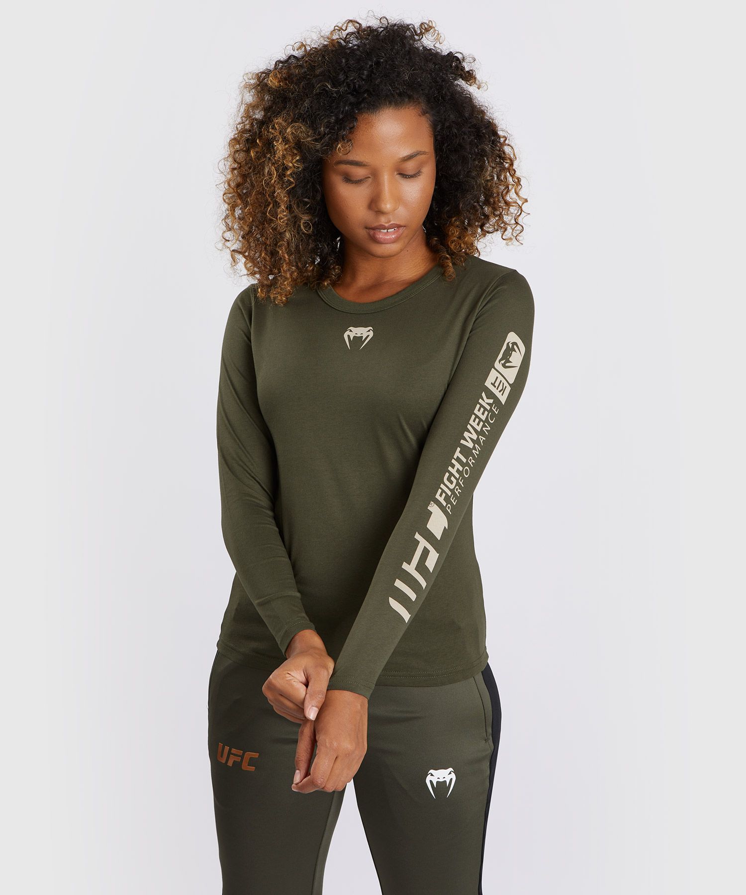 UFC Adrenaline | VENUM 格斗周 女士长袖T恤 - 卡其/铜色