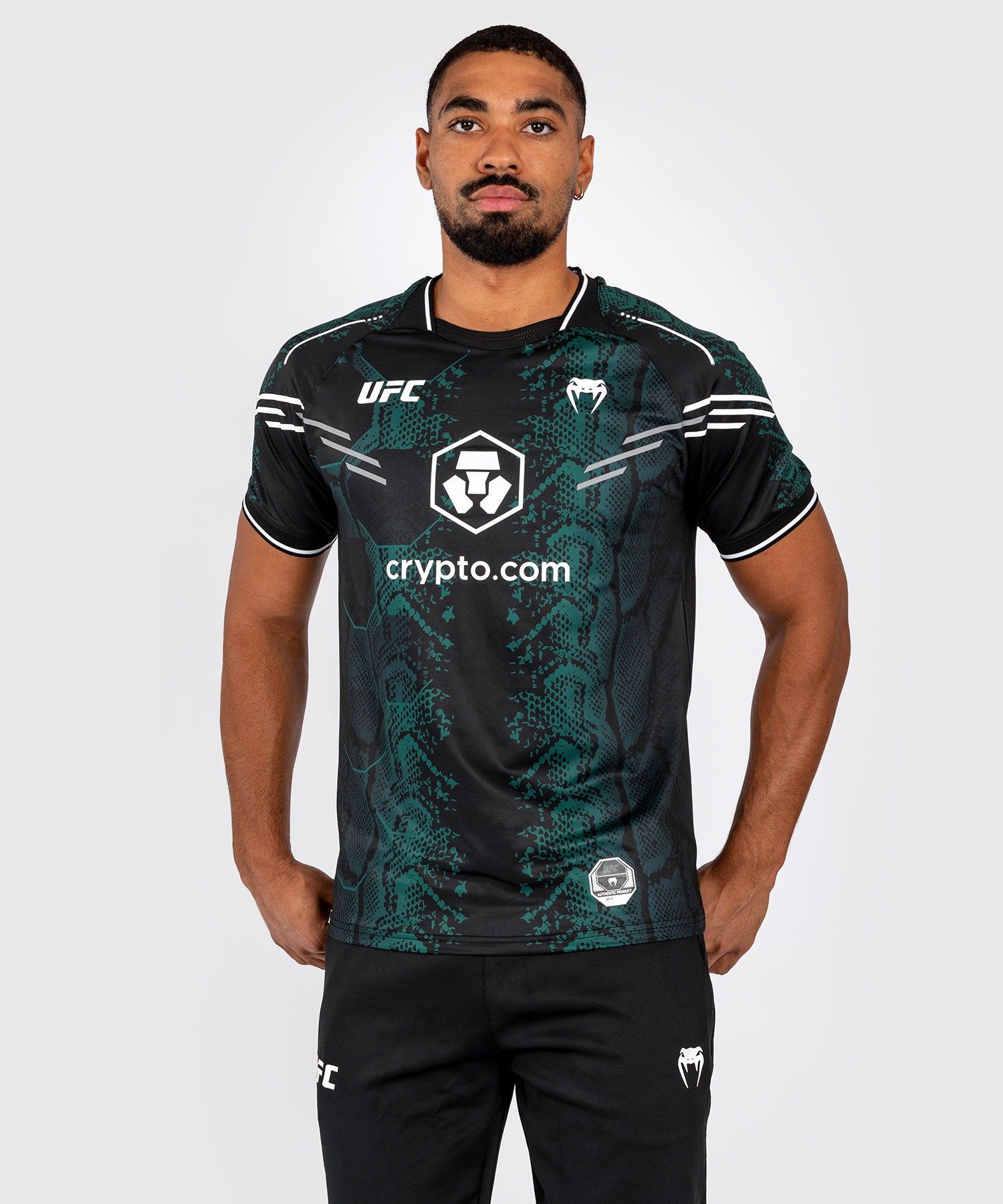 UFC Adrenaline | VENUM Authentic 格斗之夜 男士出场速干T恤 - 绿宝石版 - 绿/黑色