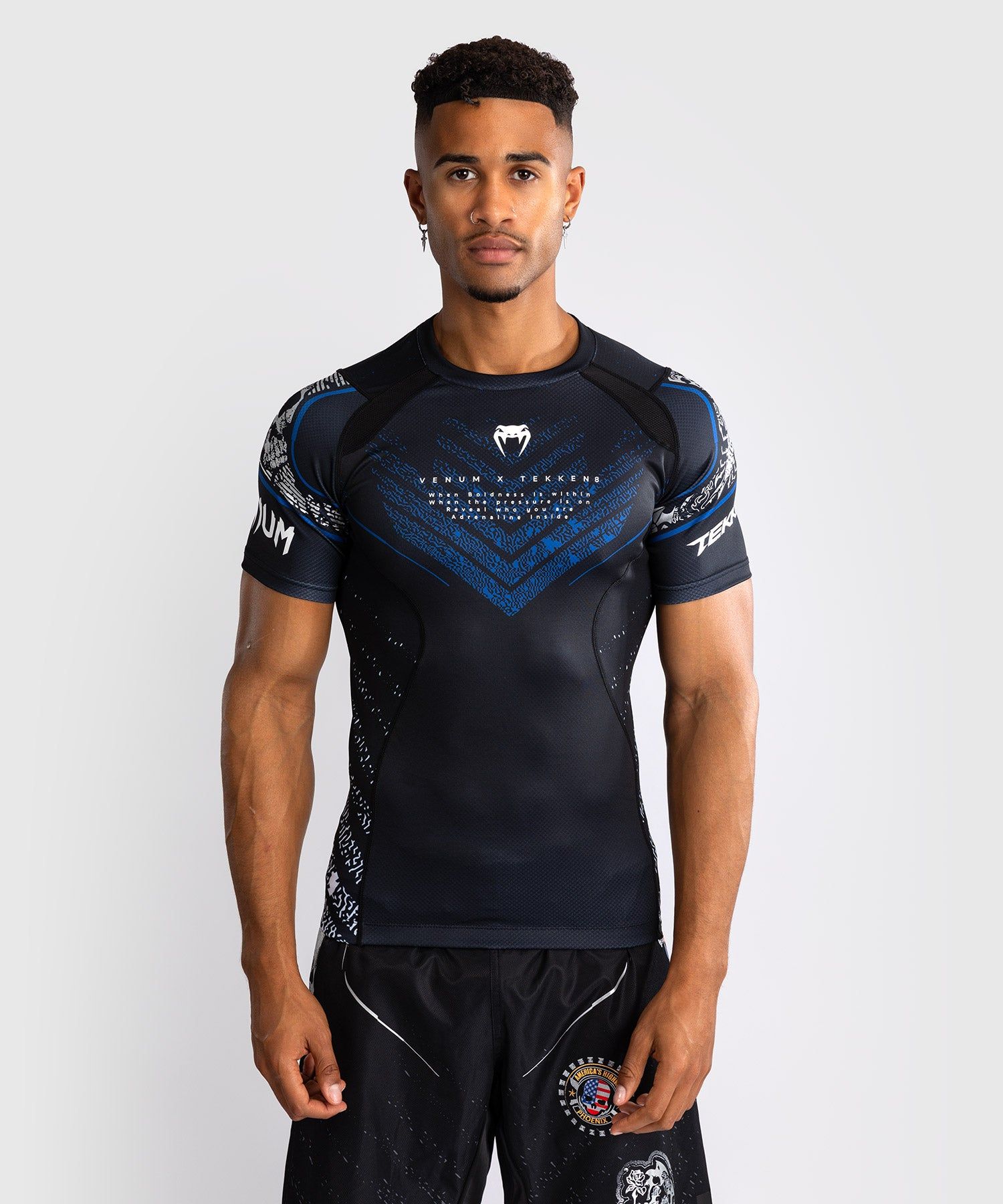 VENUM x Tekken 8 - Paul Phoenix男士短袖紧身衣 - 黑/白色