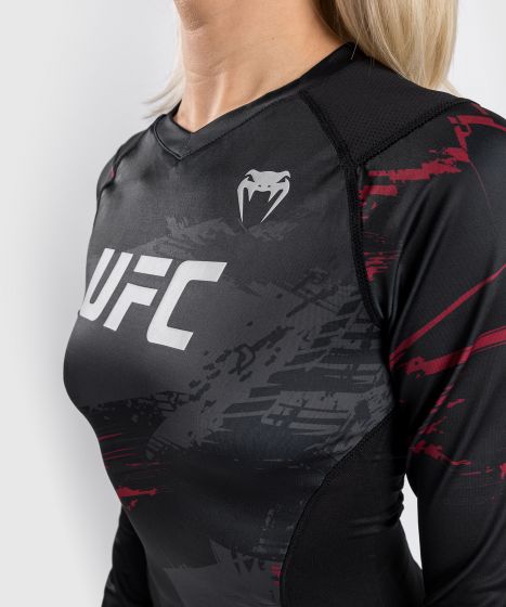 UFC |VENUM Authentic 格斗周 2.0 女士长袖紧身衣 - 黑/红色-