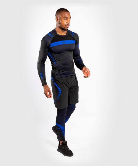 Venum No Gi 3.0 紧身T恤-长袖 - 黑色/蓝色