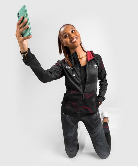 UFC |VENUM Authentic 格斗周 2.0 女士拉链衫 - 黑/红色-