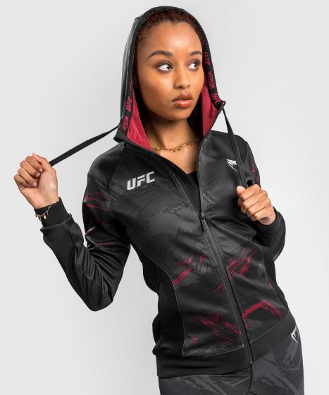 UFC |VENUM Authentic 格斗周 2.0 女士拉链衫 - 黑/红色-
