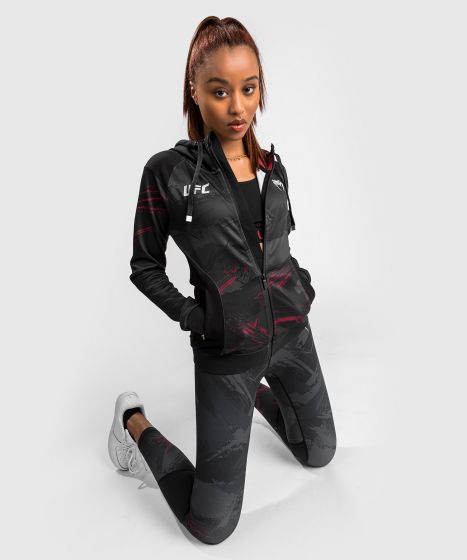 UFC |VENUM Authentic 格斗周 2.0 女士拉链衫 - 黑/红色-