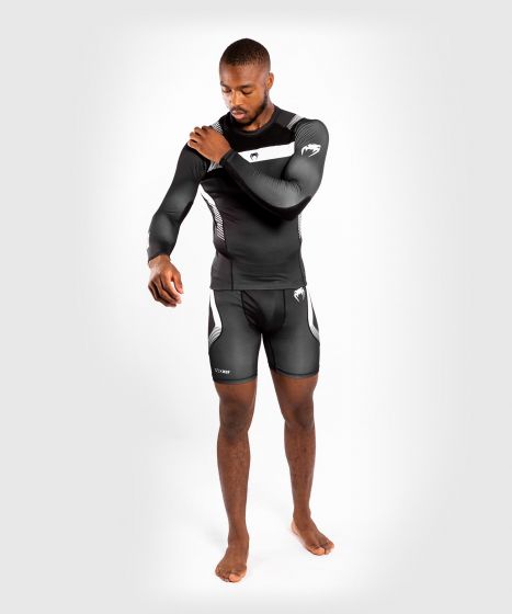 Venum No Gi 3.0 紧身T恤-长袖 - 黑色/白色