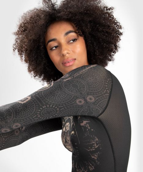 Venum Santa Muerte Dark Side - 女士长袖紧身衣 - 黑/棕色