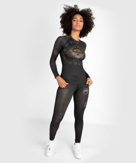 Venum Santa Muerte Dark Side - 女士长袖紧身衣 - 黑/棕色