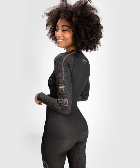 Venum Santa Muerte Dark Side - 女士长袖紧身衣 - 黑/棕色