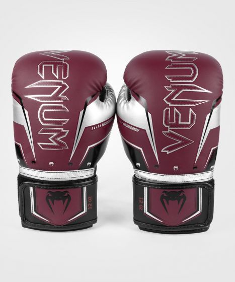 VENUM Elite Evo 拳击手套 - 酒红/银色
