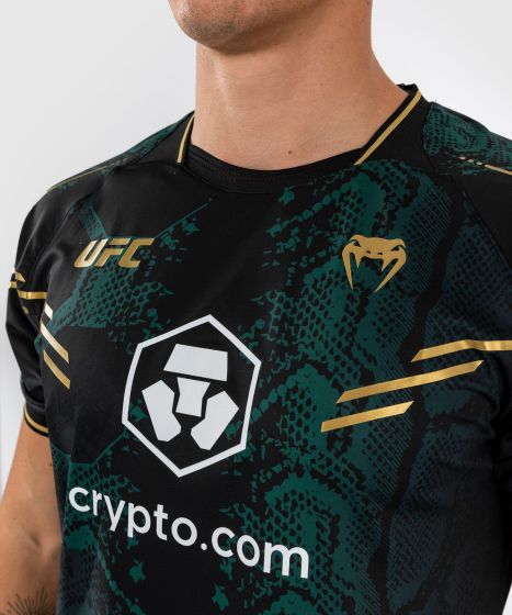 UFC Adrenaline | VENUM Authentic 格斗之夜 男士出场速干T恤 - 绿宝石版 - 绿/黑/金色