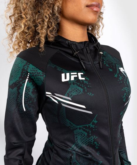 UFC Adrenaline | VENUM Authentic 格斗之夜 女士出场外套 - 绿宝石版 - 绿/黑色