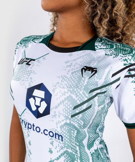 UFC Adrenaline | VENUM Authentic 格斗之夜 女士出场速干T恤 - 绿宝石版 - 白/绿色