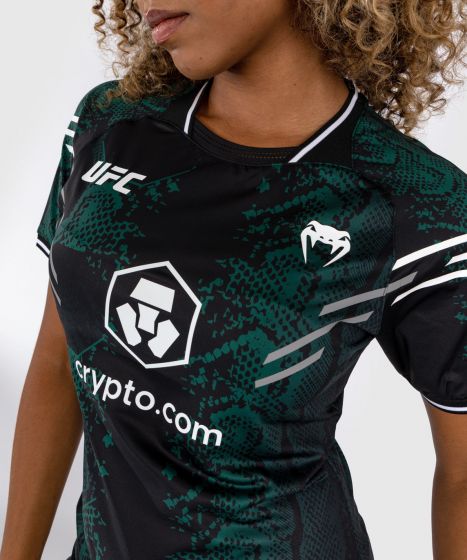 UFC Adrenaline | VENUM Authentic 格斗之夜 女士出场速干T恤 - 绿宝石版 - 绿/黑色
