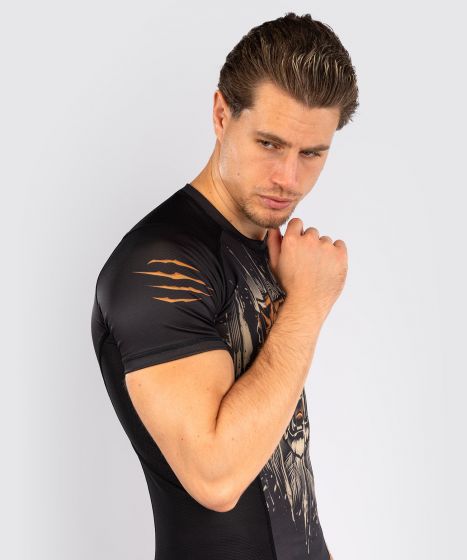 VENUM Tiger 男士短袖紧身衣 - 黑/荧光橙色