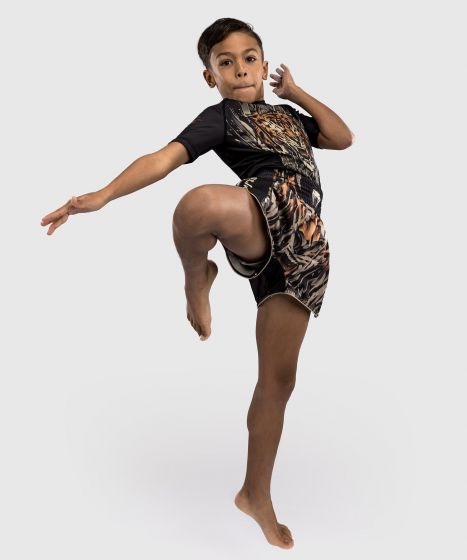 VENUM Tiger 儿童泰拳短裤 - 黑/荧光橙色