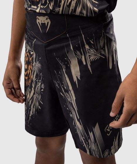 VENUM Tiger 儿童格斗短裤 - 黑/荧光橙色