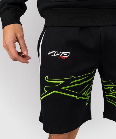 VENUM × Bud Racing男士棉质短裤 - 黑/白/青柠绿色