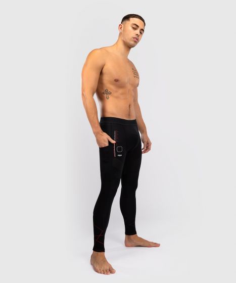 VENUM Tactical XT 男士紧身长裤 - 黑/火焰红色