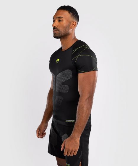 Venum Training Camp 4.0男士短袖紧身衣 - 黑/霓虹绿色