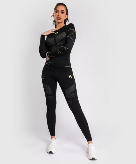 Venum Training Camp 4.0女士长袖紧身衣 - 黑/霓虹绿色