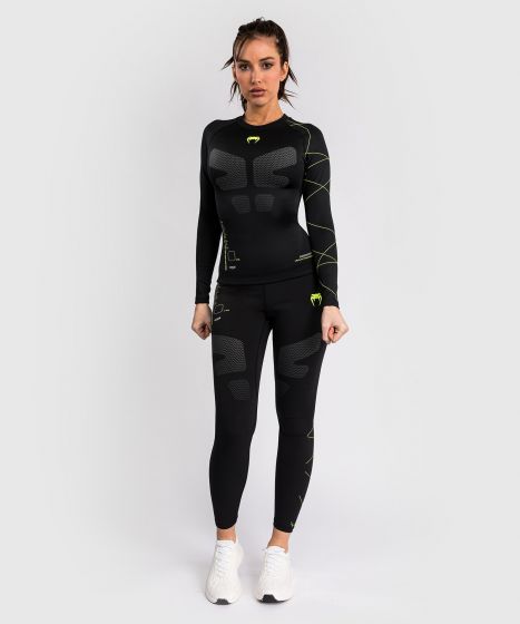 Venum Training Camp 4.0女士长袖紧身衣 - 黑/霓虹绿色
