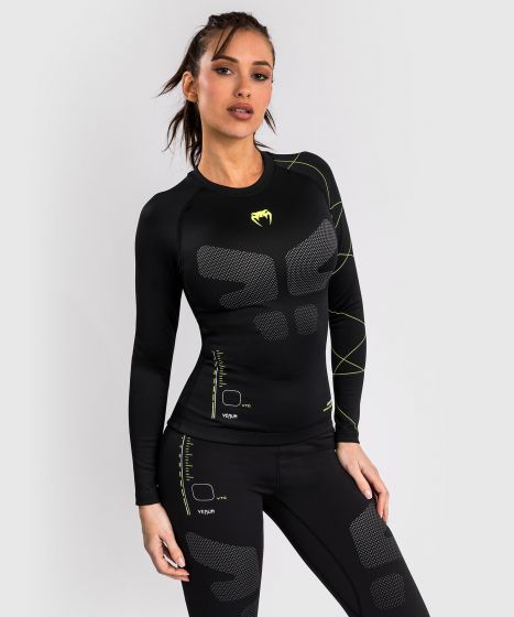 Venum Training Camp 4.0女士长袖紧身衣 - 黑/霓虹绿色
