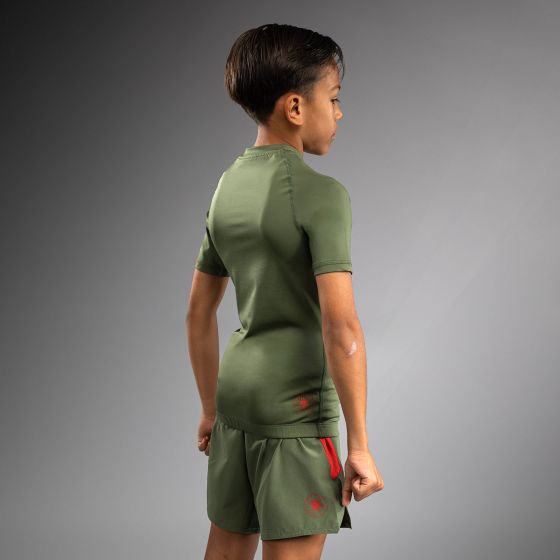 VENUM Contender 儿童短袖紧身衣 - 军绿/橙色