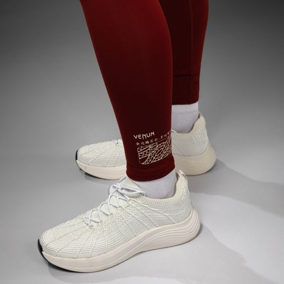 VENUM Serpenti 女士紧身长裤 - 酒红/象牙白色