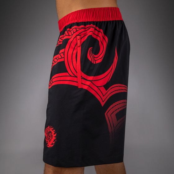 Venum × Mike Tyson Tiger 男士训练短裤 - 黑/红色