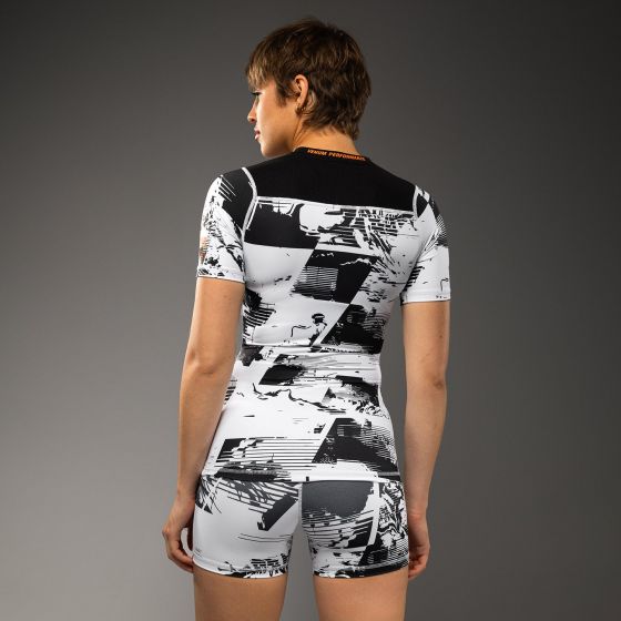 UFC Zenith | VENUM 格斗周 女士短袖紧身衣 - 黑/白/橙色