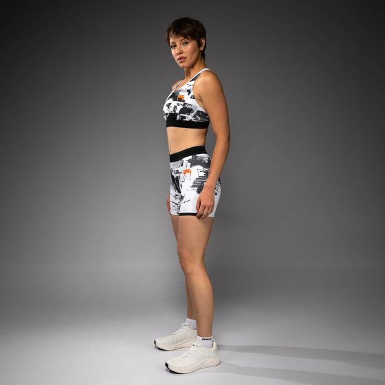 UFC Zenith | VENUM 格斗周 女士紧身短裤 - 黑/白/橙色