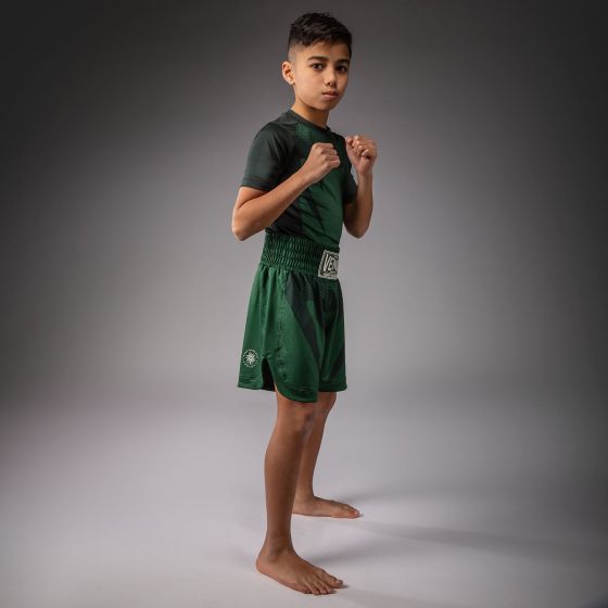 VENUM Attack 儿童拳击短裤 - 森林绿/米白色