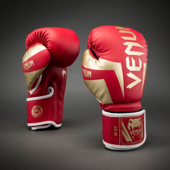 VENUM Elite 拳击手套 - 樱桃红/金色
