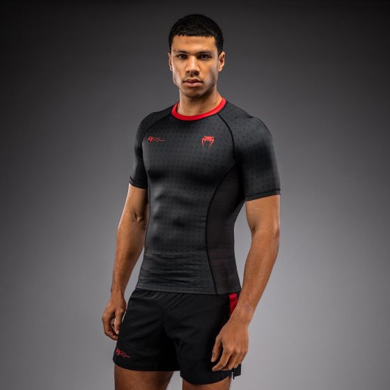 VENUM x Roger Gracie Academy SS 男士短袖紧身衣 - 黑/红色