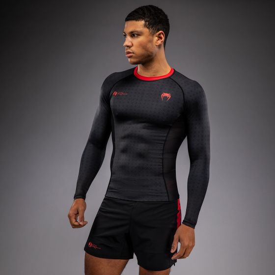VENUM x Roger Gracie Academy LS 男士长袖紧身衣 - 黑/红色