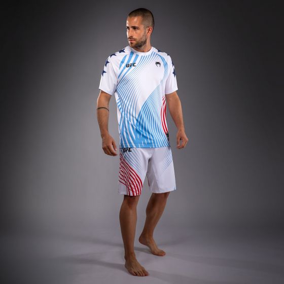 UFC Freedom 250 | VENUM 格斗之夜 男士出场速干T恤 - 白/蓝/红色