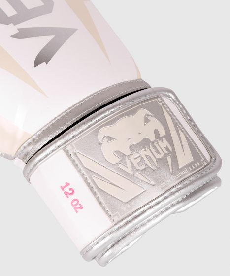 Venum Elite 拳击手套 - 白色/银色-粉红色