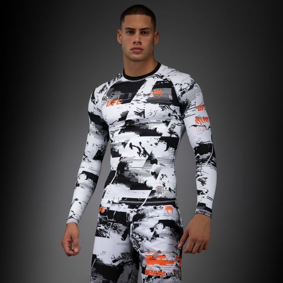 UFC Zenith | VENUM 格斗周 男士长袖紧身衣 - 黑/白/橙色
