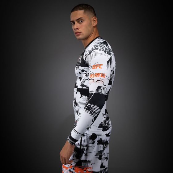 UFC Zenith | VENUM 格斗周 男士长袖紧身衣 - 黑/白/橙色