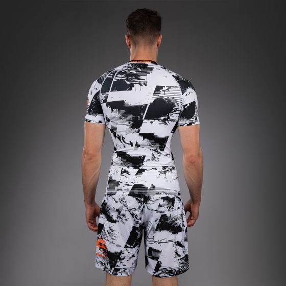 UFC Zenith | VENUM 格斗周 男士短袖紧身衣 - 黑/白/橙色