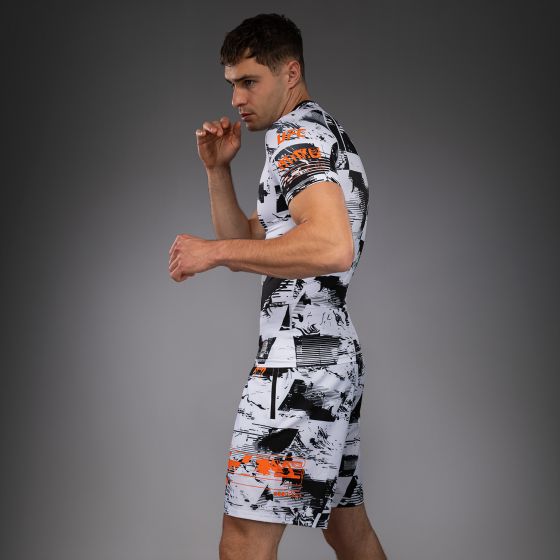 UFC Zenith | VENUM 格斗周 男士短袖紧身衣 - 黑/白/橙色